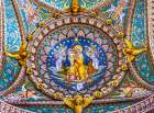Colorful Virgin Mary, Baby Jesus mosaic, Basilica of Notre Dame de Fourviere, Lyon, France. Art Print